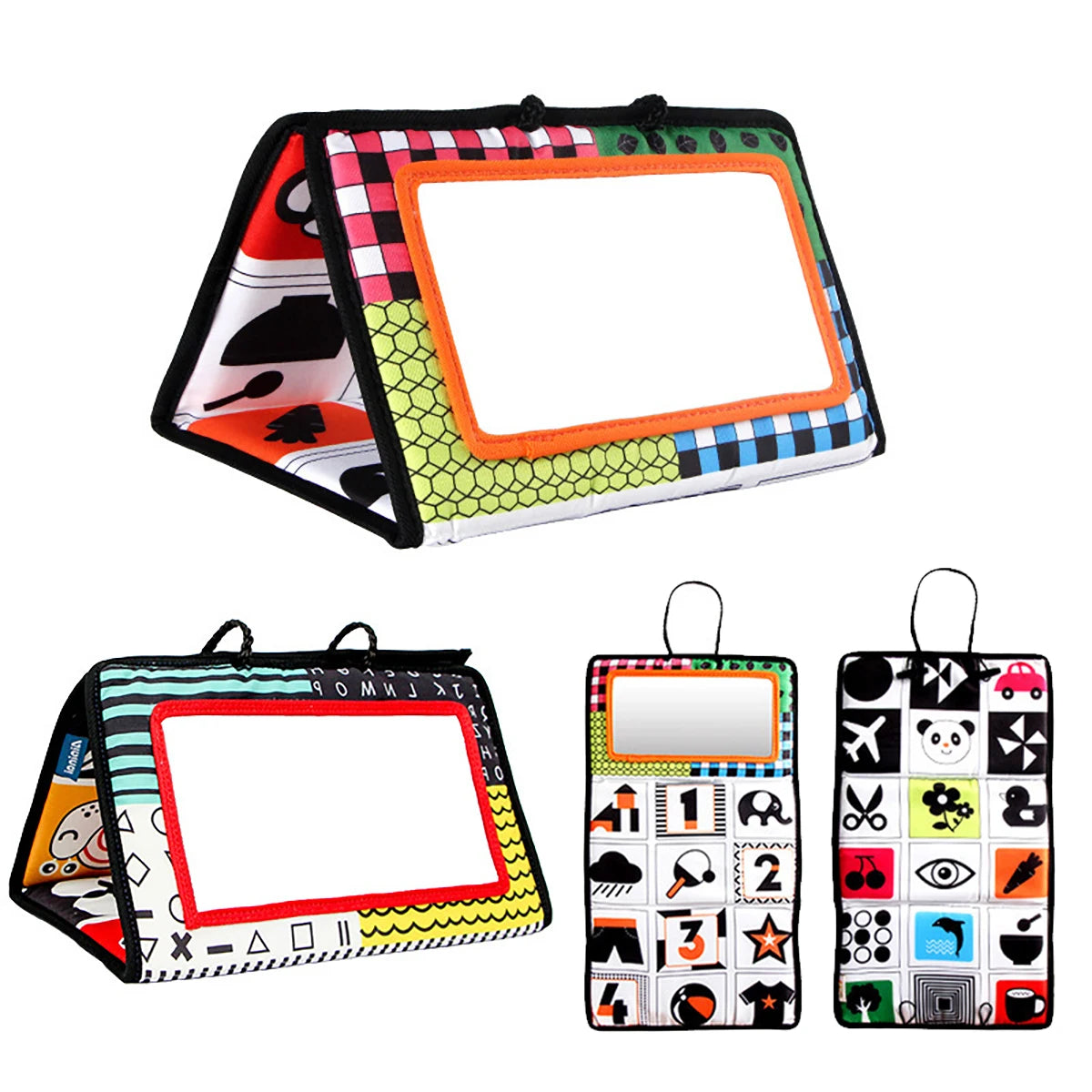 Black and White Newborn Mirror Toys Baby Tummy Time for Babies Montessori Development Crawl High Contrast Activity Sensory Toy