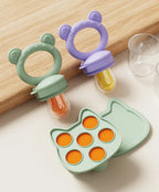 Baby Fruit Food Feeder & Mini Freezer Nibble Tray with Lid Breastmilk Popsicle Molds Silicone Infant Self Feeding Food Pacifier