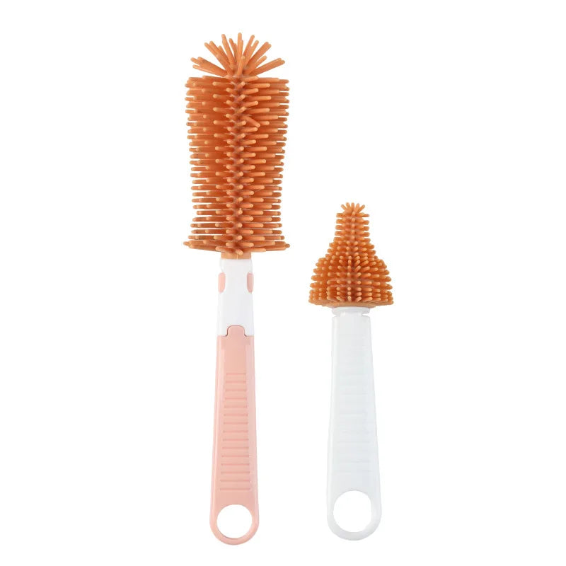 Set de 2 Brosses Biberon en Silicone Doux – Rotation 360°