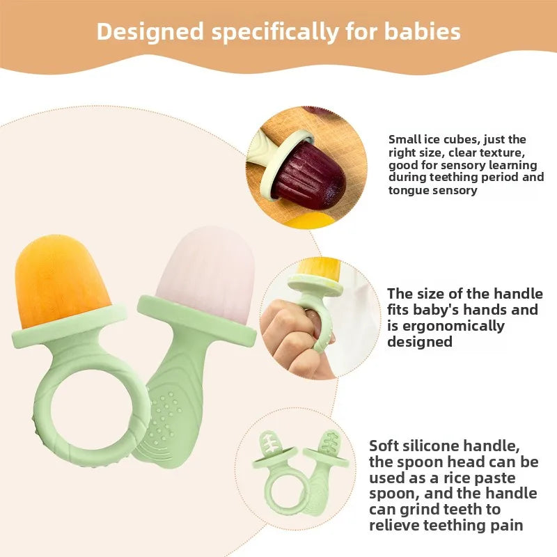 4/6 Cavity New Baby Teething Ice Cream Stick Mold Perfect for Freezing Milk Homemade Popsicles Summer Kitchen DIY Ice Cream Mold