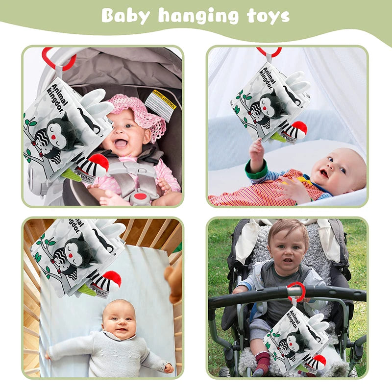 Soft Baby Books 3D Touch Feel High Contrast Cloth Book Sensory Early Learning Stroller Toys for Infant Toddler Gifts 0-12 Months