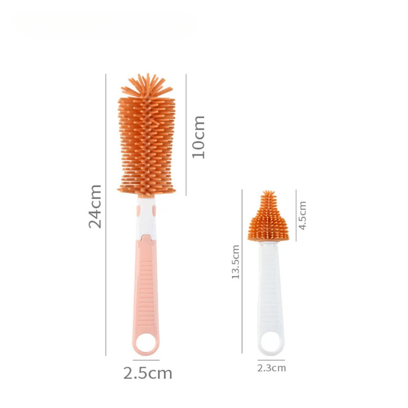 Set de 2 Brosses Biberon en Silicone Doux – Rotation 360°