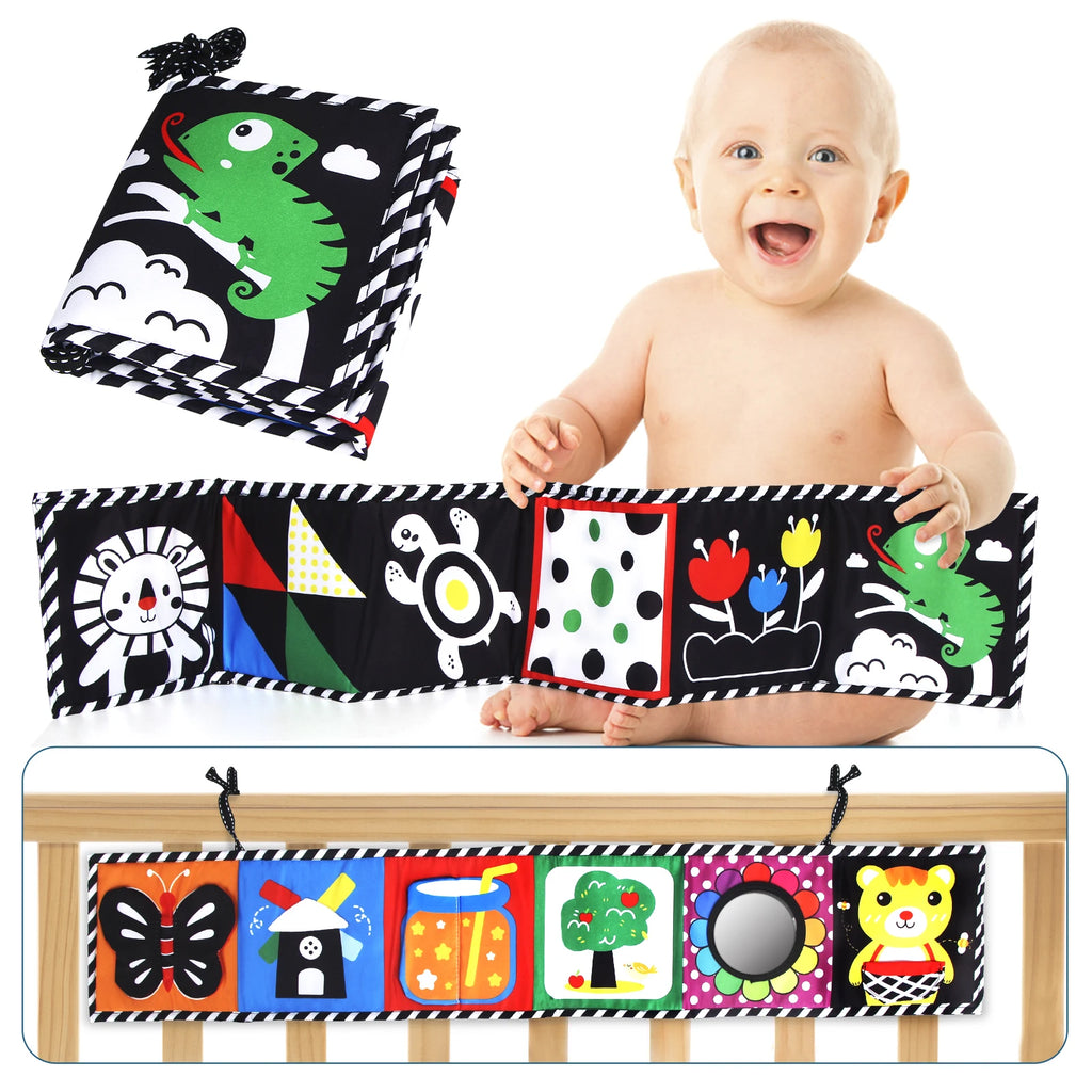 Baby Cloth Book High Contrast Baby Toys 0M+ Newborn Crib Toys Black and White Animal Sensory Cloth Books Montessori Toys