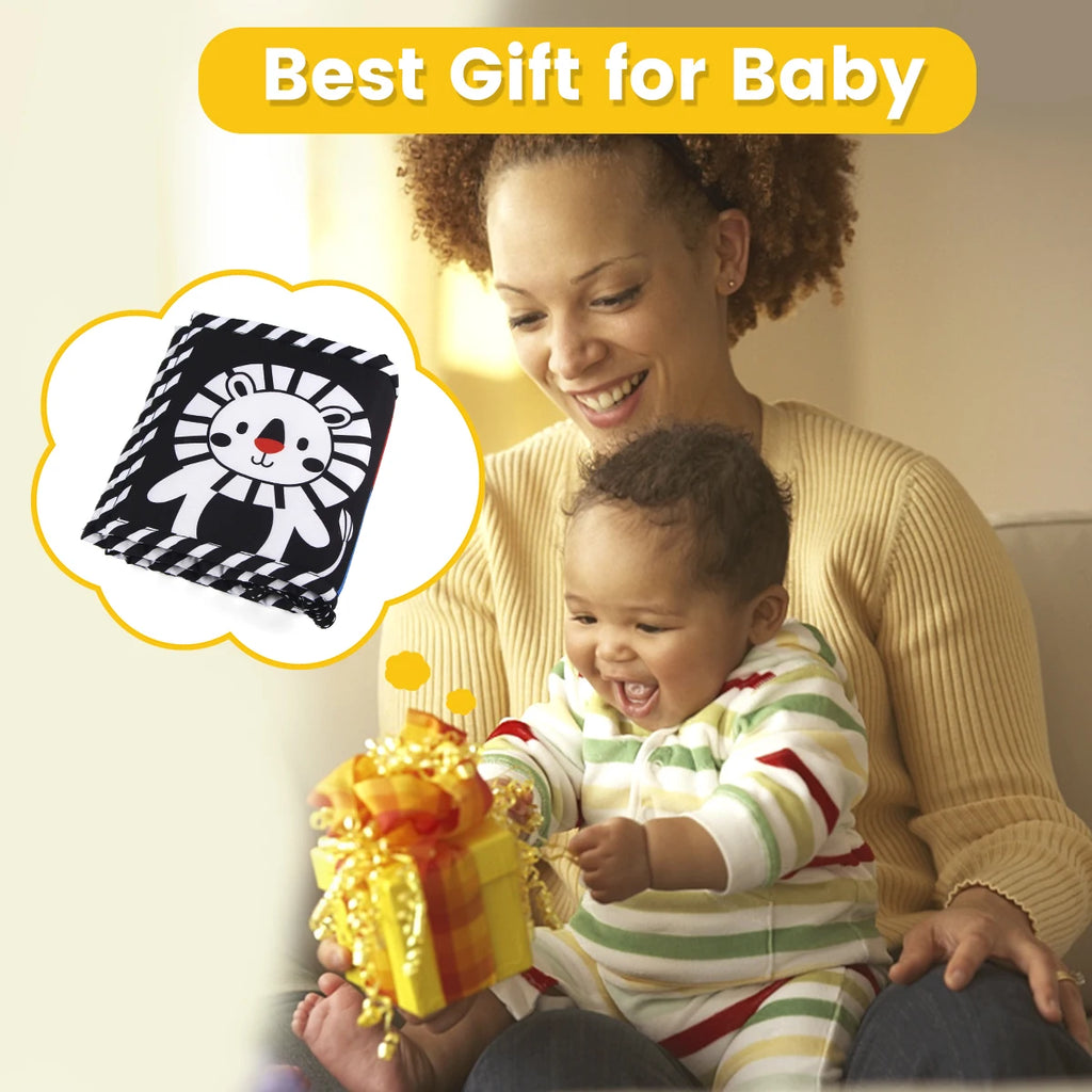 Baby Cloth Book High Contrast Baby Toys 0M+ Newborn Crib Toys Black and White Animal Sensory Cloth Books Montessori Toys