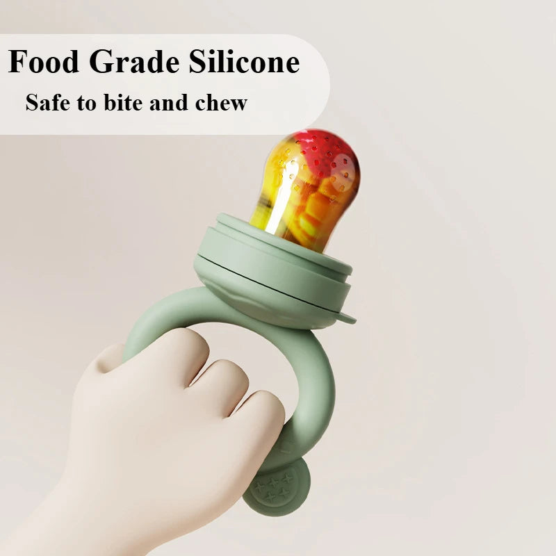 Baby Fruit Food Feeder & Mini Freezer Nibble Tray with Lid Breastmilk Popsicle Molds Silicone Infant Self Feeding Food Pacifier