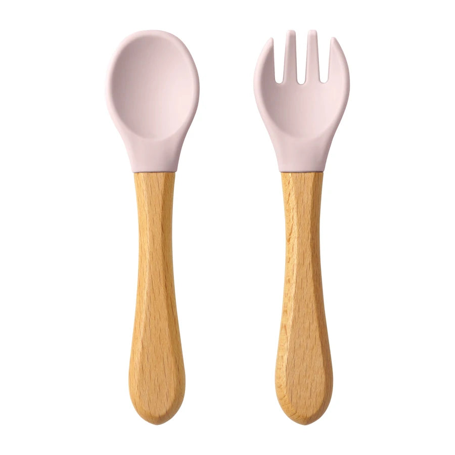 Set Cuillère & Fourchette Bébé en Silicone – Apprentissage des Repas