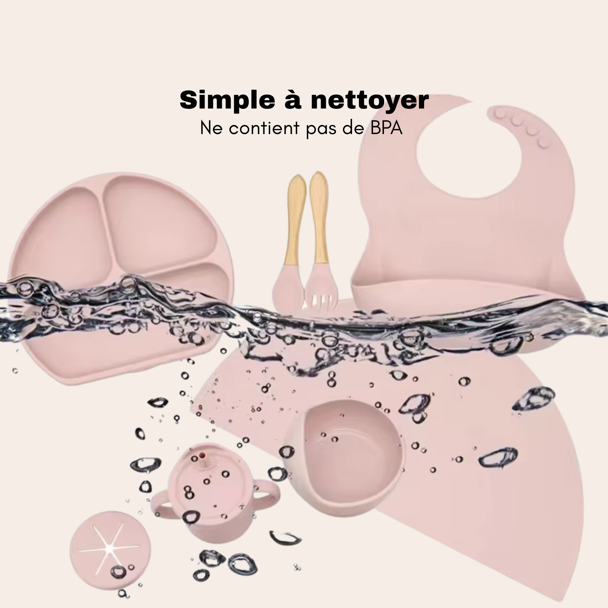 Set Repas Bébé Silicone 6 Pièces