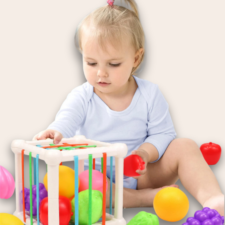 Cube à Empiler avec Fruits – Jeu d’Éveil & Motricité Fine pour Bébé
